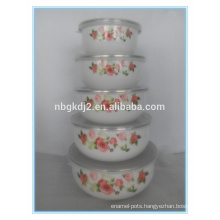 Wholesale metal cast iron enamel ice bowl storage bowl of all body decal &fashion Chinese